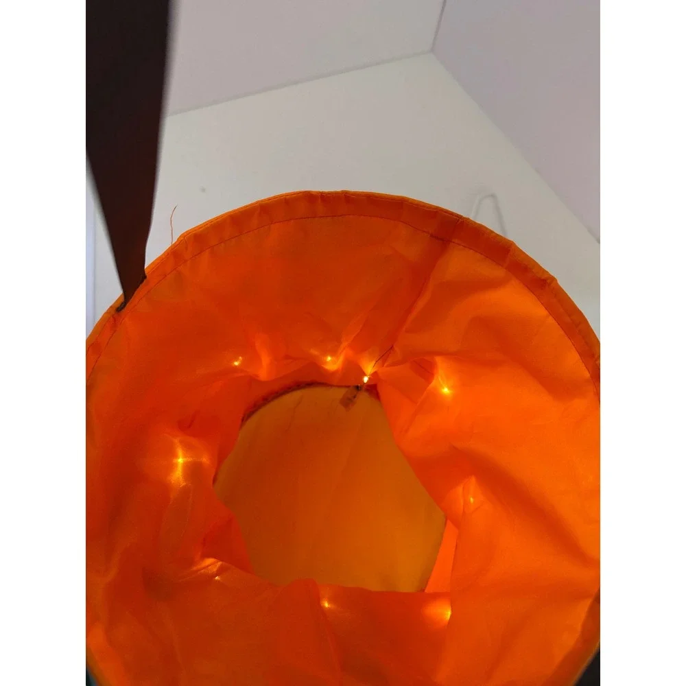 Orange Light Up LED Halloween Pumpkin Trick or Treat Bag Jack-O-Lantern Bucket